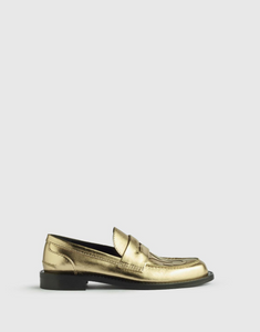 Leather Moccasin Loafer Gold