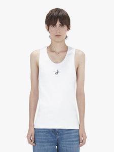 Anchor Embroidered Tank White