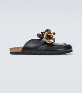 Leather Chain Loafer Black