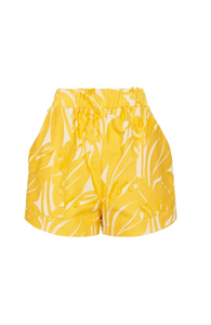 Yellow Floral Pleat Short