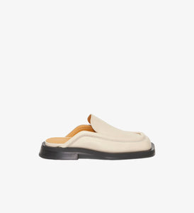 Square Loafer Mules Parchment